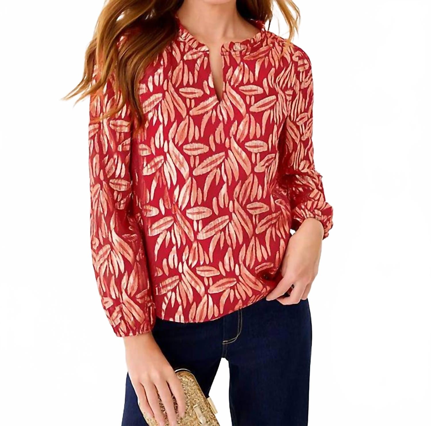 Lilly Pulitzer Женская шелковая блузка Giana с длинными рукавами, клюквенно-красного цвета
Lilly Pulitzer Женская шелковая блузка Giana с длинными рукавами, клюквенно-красного цвета