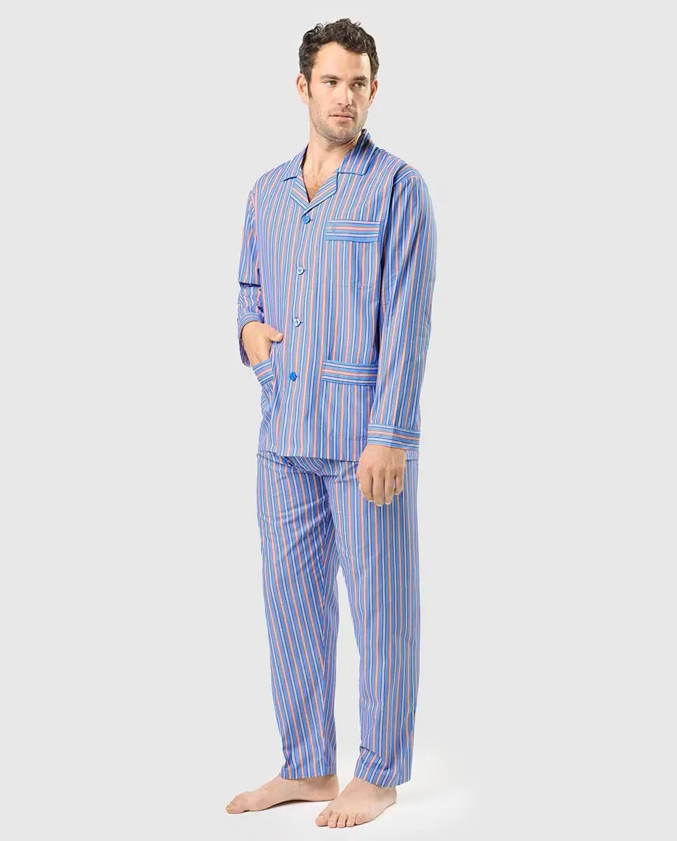 Мужская длинная пижама из синей ткани El Búho Nocturno, синий
Мужская длинная пижама из синей ткани El Búho Nocturno, синий