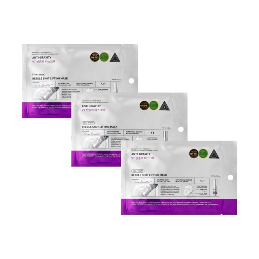 VT Cosmetics Reedle Shot Lifting Mask 3 x 23 г — лифтинг-маска для лица, набор из 3 шт.
VT Cosmetics Reedle Shot Lifting Mask 3 x 23 г — лифтинг-маска для лица, набор из 3 шт.