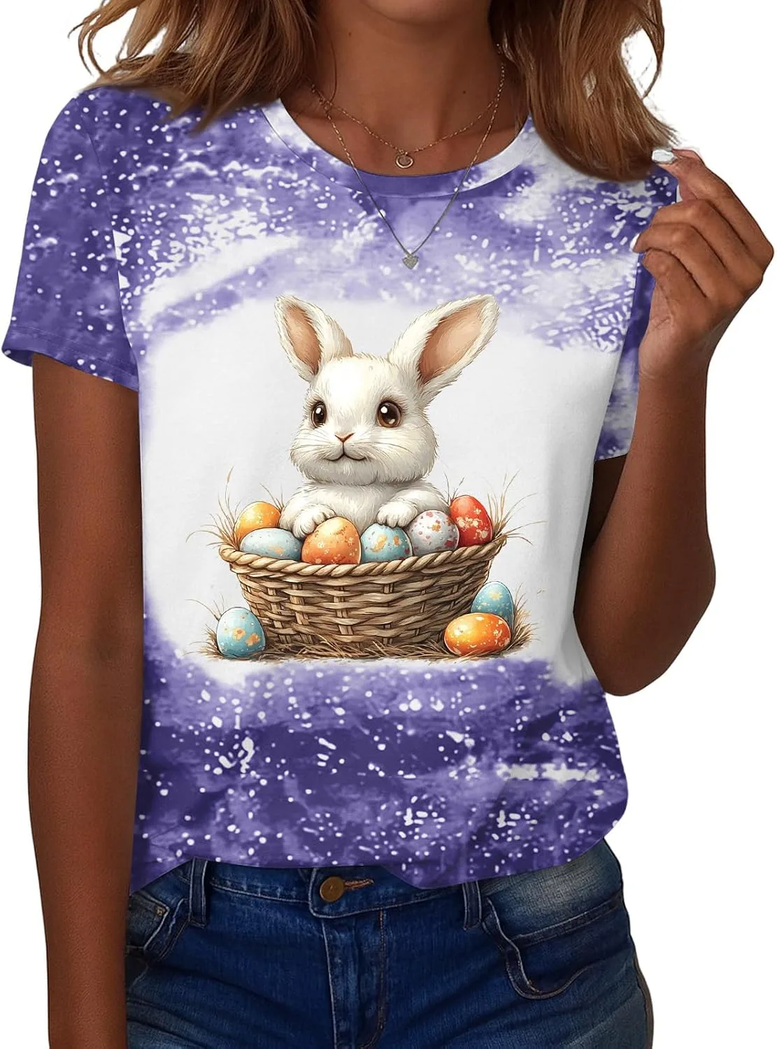 Женская блузка с принтом кролика на Пасху 2026, короткий рукав AMXYFBK
Женская блузка с принтом кролика на Пасху 2026, короткий рукав AMXYFBK