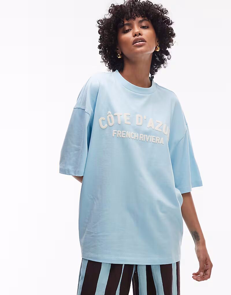 Футболка Topshop из джерси с принтом Cote d'Azur свободного кроя бирюзового цвета
Футболка Topshop из джерси с принтом Cote d'Azur свободного кроя бирюзового цвета