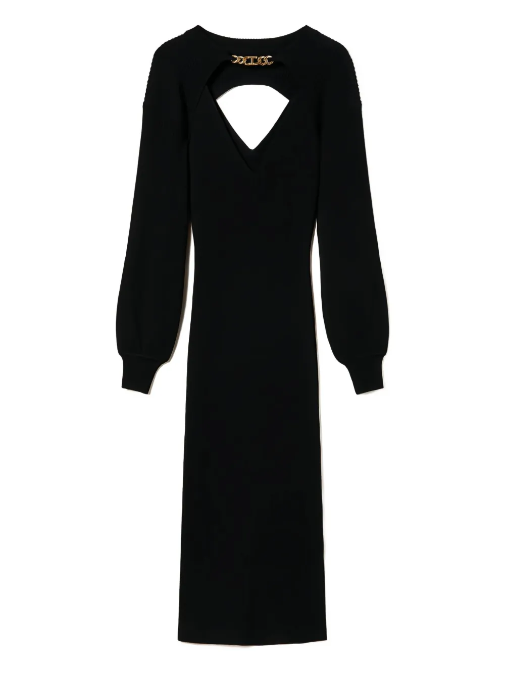 Платье миди из ребристой ткани, украшенное цепочками TWINSET, черный
Платье миди из ребристой ткани, украшенное цепочками TWINSET, черный