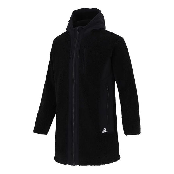 Куртка fleece stay warm mid-length hooded logo jacket black Adidas, черный 
Куртка fleece stay warm mid-length hooded logo jacket black Adidas, черный