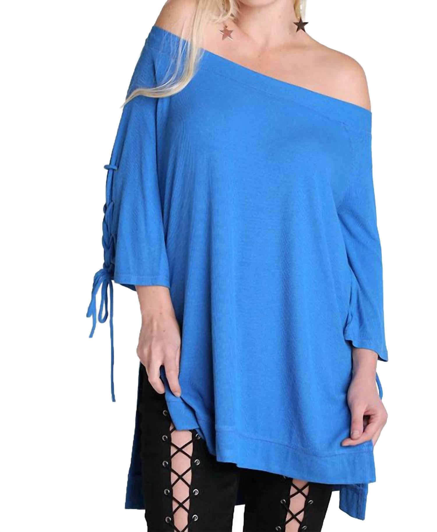 Милый повседневный топ со шнуровкой в кобальтовом цвете Umgee, Cobalt 
Милый повседневный топ со шнуровкой в кобальтовом цвете Umgee, Cobalt