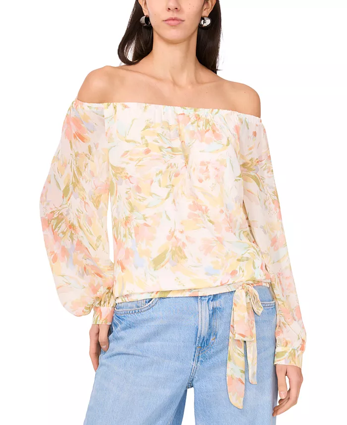 Женский топ с принтом, открытыми плечами и завязками по низу Vince Camuto, слоновая кость/кремовый
Женский топ с принтом, открытыми плечами и завязками по низу Vince Camuto, слоновая кость/кремовый