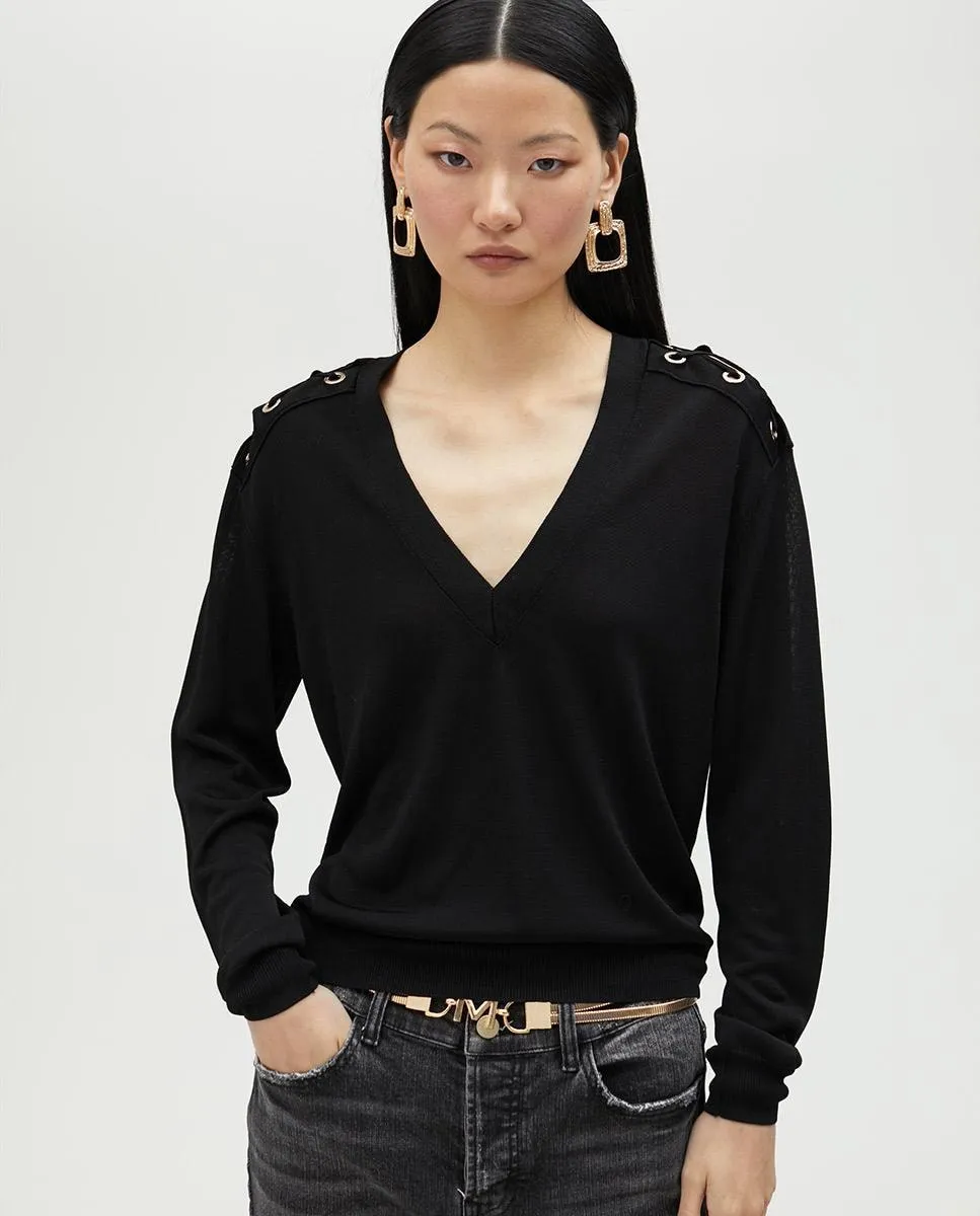 Женский свитер с V-образным вырезом Lola Casademunt, черный
Женский свитер с V-образным вырезом Lola Casademunt, черный