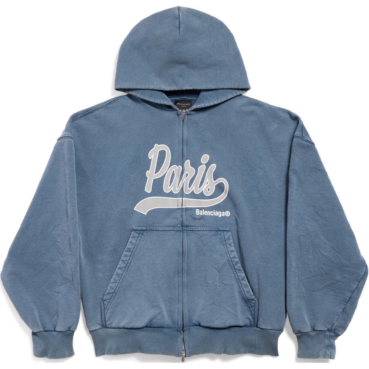 Толстовка унисекс выцветшая синяя Balenciaga, синий 
Толстовка унисекс выцветшая синяя Balenciaga, синий