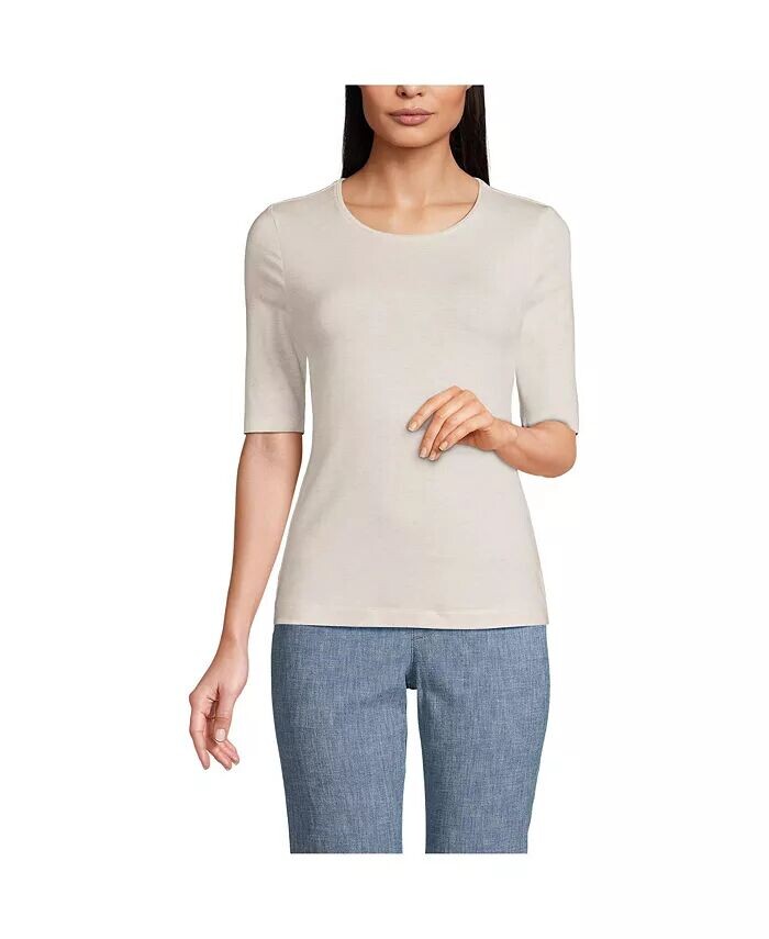 Женская легкая футболка из джерси с короткими рукавами до локтя и круглым вырезом Lands' End, бежевый
Женская легкая футболка из джерси с короткими рукавами до локтя и круглым вырезом Lands' End, бежевый