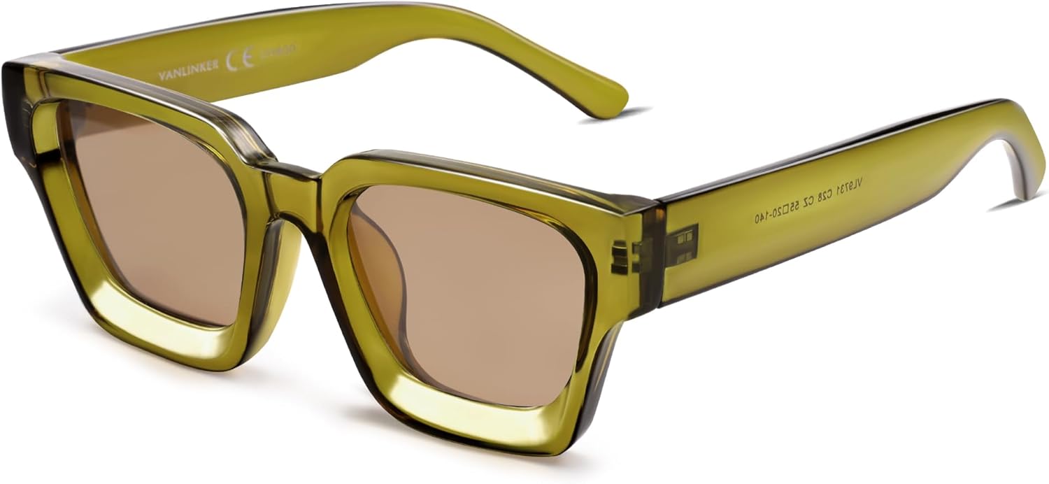 Солнцезащитные очки VANLINKER квадратной формы для мужчин и женщин, ретро-стиль, массивные прямоугольные, защита от УФ-излучения UV400, VL9731, C3.6 - Transparent Green / Brown
Солнцезащитные очки VANLINKER квадратной формы для мужчин и женщин, ретро-стиль, массивные прямоугольные, защита от УФ-излучения UV400, VL9731, C3.6 - Transparent Green / Brown