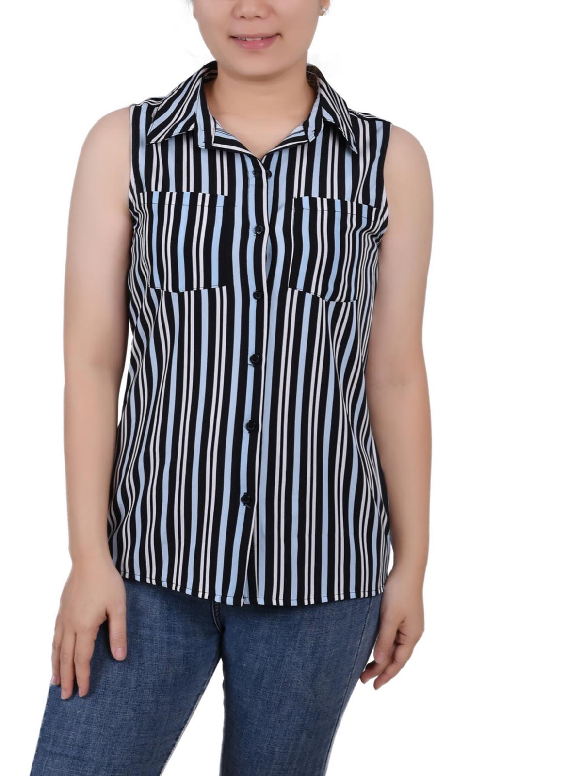 Женский топ без рукавов с воротником на пуговицах NY Collection, цвет black teal/white stripe
Женский топ без рукавов с воротником на пуговицах NY Collection, цвет black teal/white stripe
