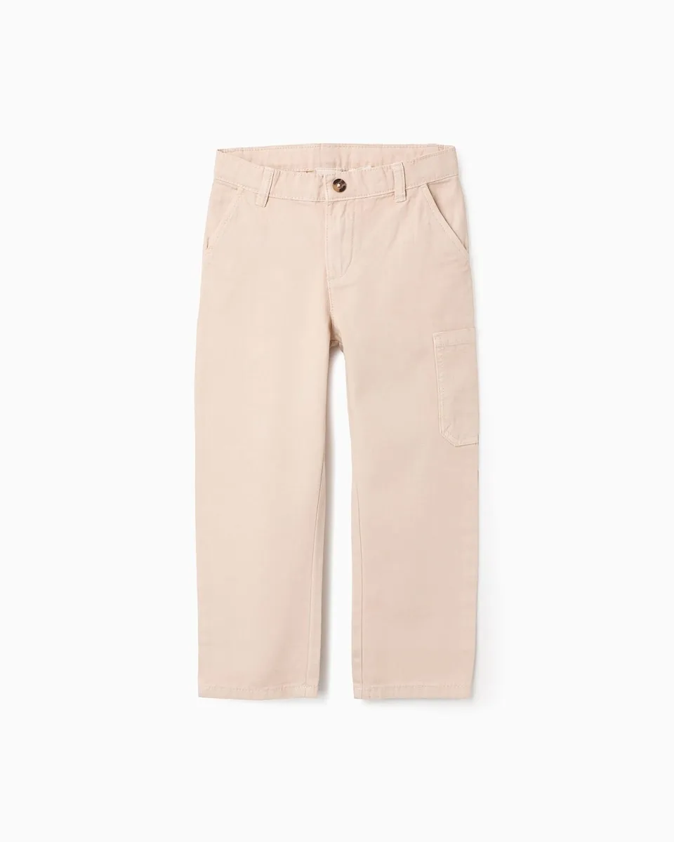 Детские брюки из саржи с накладными карманами Zippy, бежевый 
Детские брюки из саржи с накладными карманами Zippy, бежевый