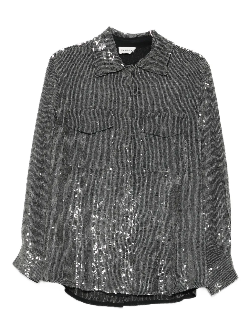 Рубашка, украшенная пайетками P.A.R.O.S.H., серый 
Рубашка, украшенная пайетками P.A.R.O.S.H., серый
