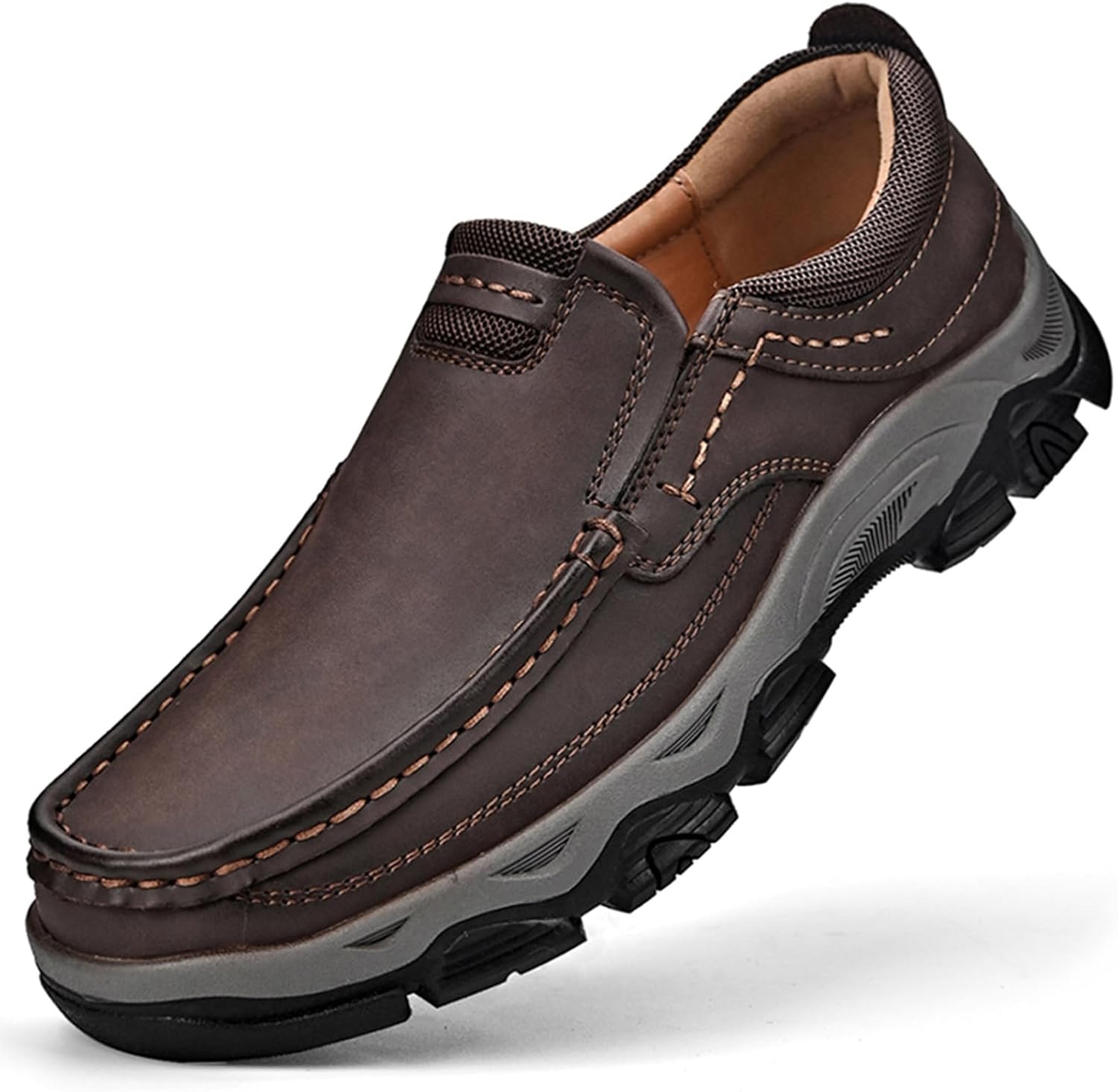 Мужские кожаные слипоны EFTCAL, легкие, дышащие, повседневные, удобные, нескользящие модные прогулочные туфли, темно-коричневый
Мужские кожаные слипоны EFTCAL, легкие, дышащие, повседневные, удобные, нескользящие модные прогулочные туфли, темно-коричневый