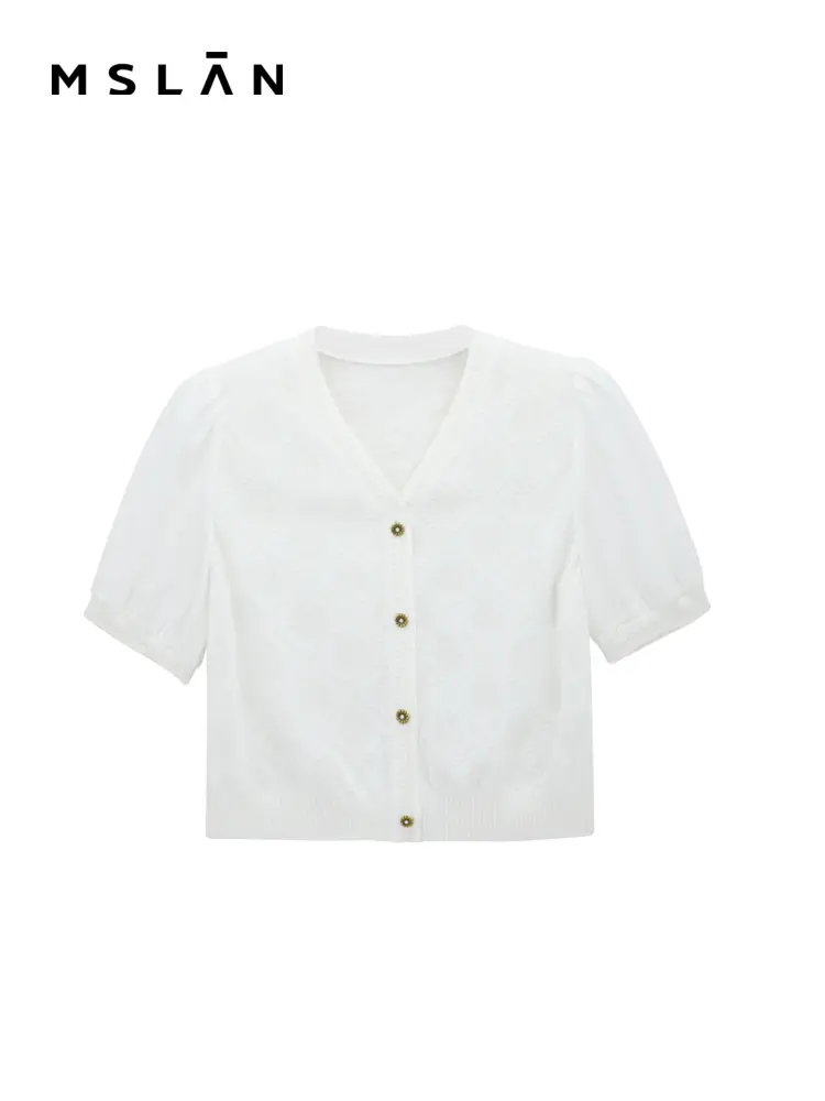 Кардиган вязаный MSlan с V-образным вырезом и короткими рукавами, кремовый
Кардиган вязаный MSlan с V-образным вырезом и короткими рукавами, кремовый