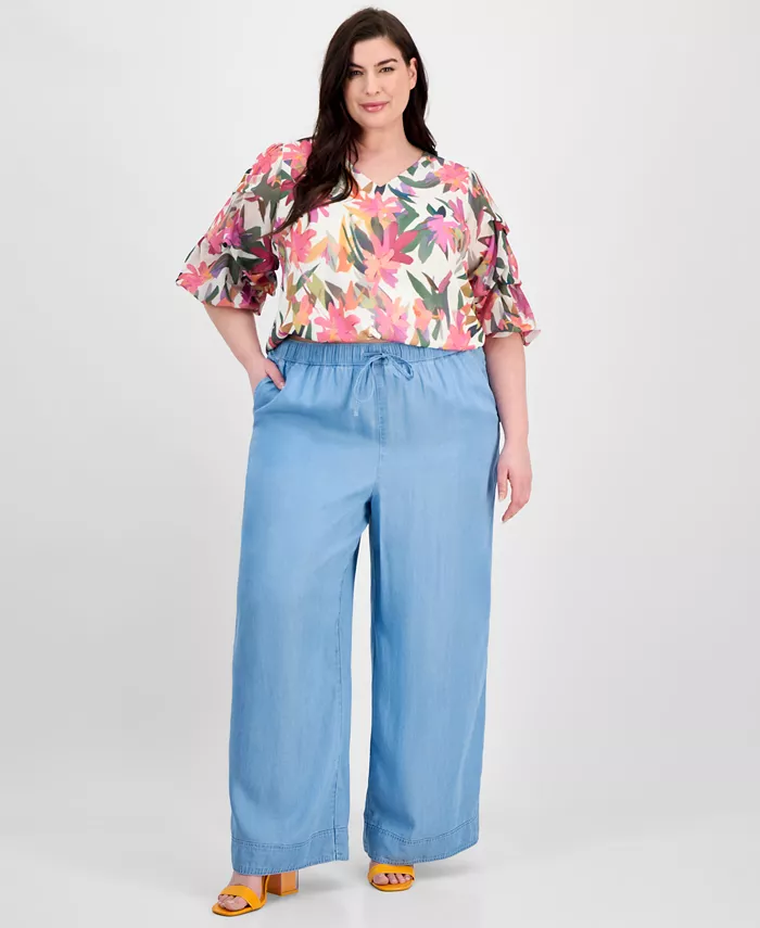 Брюки больших размеров с завязками на талии и широкими штанинами Vince Camuto, синий
Брюки больших размеров с завязками на талии и широкими штанинами Vince Camuto, синий