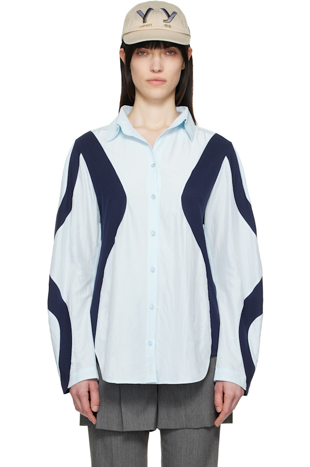 Рубашка с фигурной панелью Open Yy, синий 
Рубашка с фигурной панелью Open Yy, синий