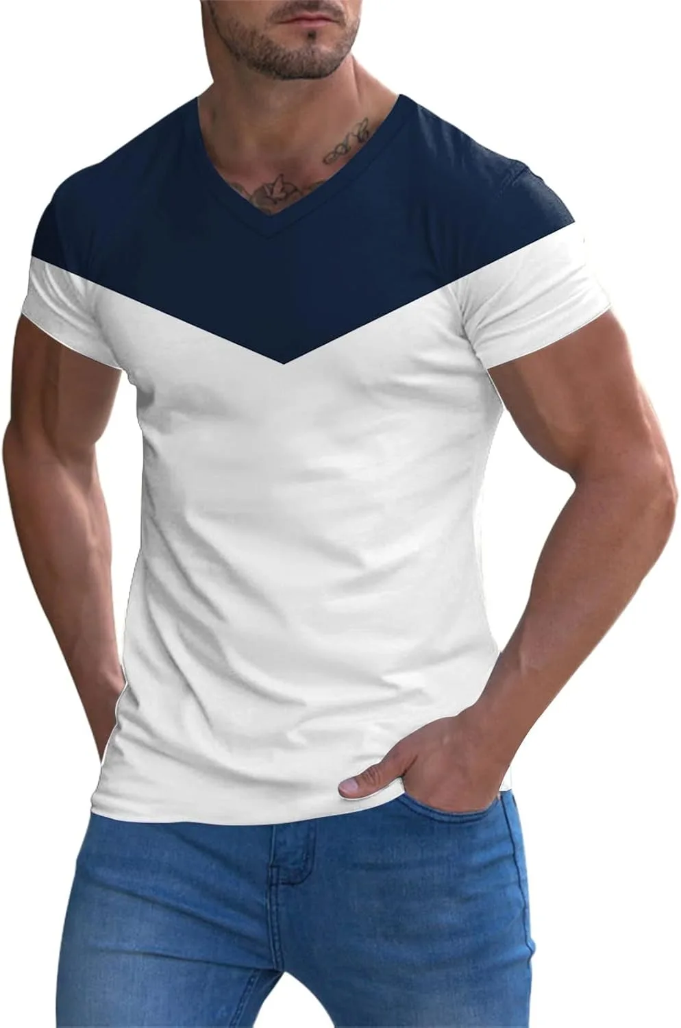 Футболка Maryia V-образного выреза в полоску для мужчин, летняя, спортивная, облегающая
Футболка Maryia V-образного выреза в полоску для мужчин, летняя, спортивная, облегающая