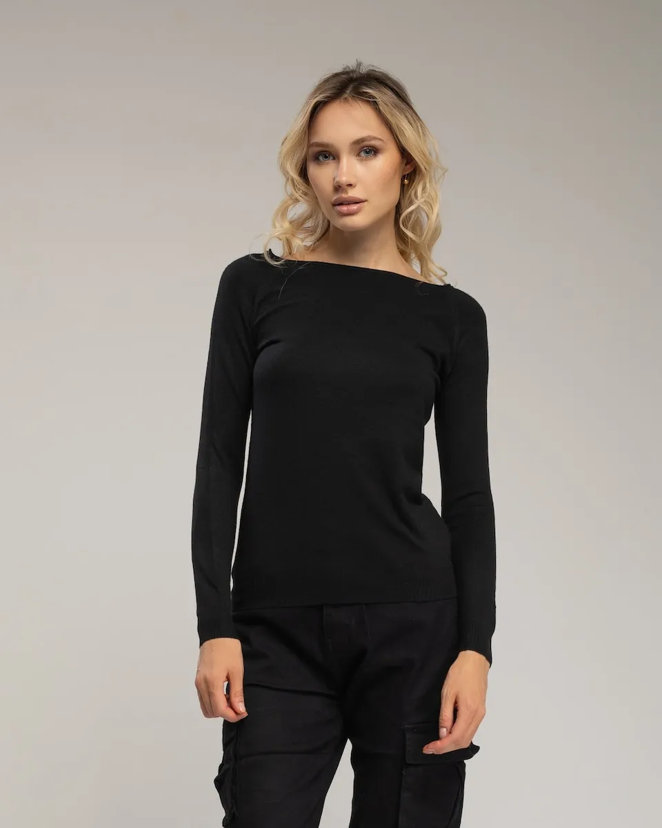 Женский джемпер из тонкой пряжи с вырезом лодочкой Tantra, черный
Женский джемпер из тонкой пряжи с вырезом лодочкой Tantra, черный