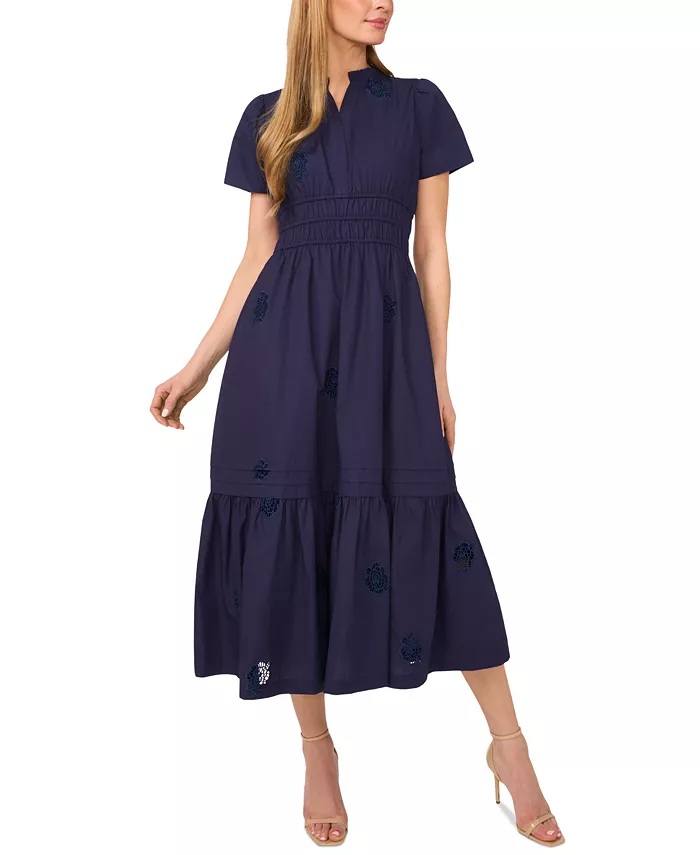 Женское платье миди с V-образным вырезом и короткими рукавами CeCe, фиолетовый
Женское платье миди с V-образным вырезом и короткими рукавами CeCe, фиолетовый