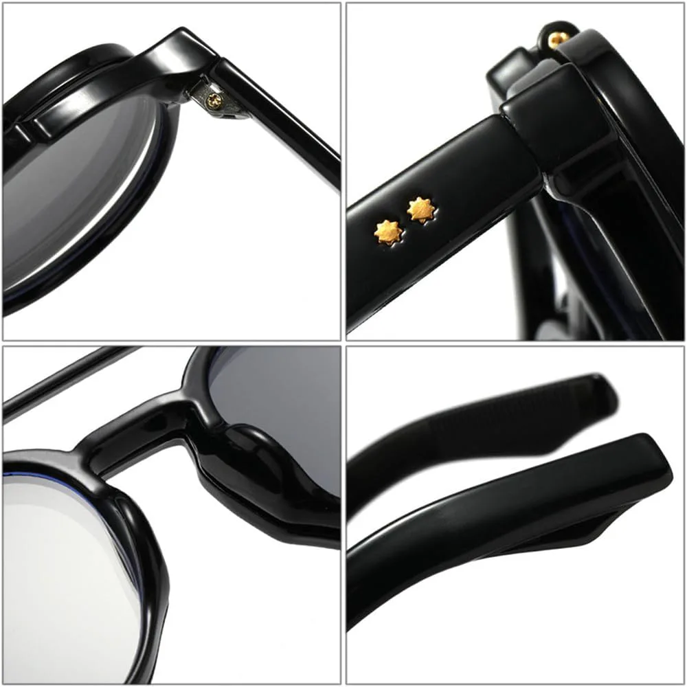 Женские солнцезащитные очки ретро, овальные, с двойной перемычкой и откидными линзами, UV400. Мужские очки в стиле панк с заклепками, градиент Black Tea, WNCKSQ
Женские солнцезащитные очки ретро, овальные, с двойной перемычкой и откидными линзами, UV400. Мужские очки в стиле панк с заклепками, градиент Black Tea, WNCKSQ