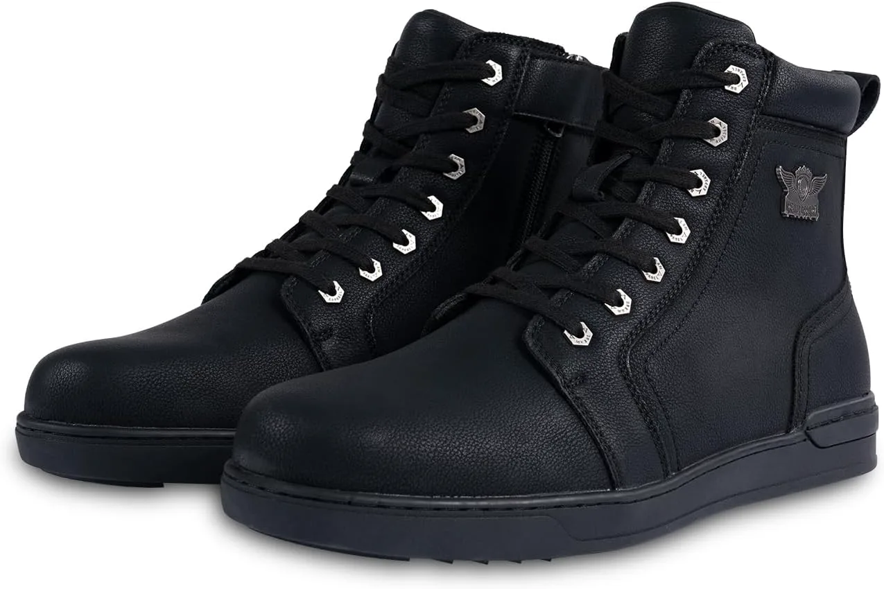 Мужские повседневные ботинки из искусственной кожи PU с боевым дизайном, водонепроницаемые мотоциклетные ботинки для байкеров и походов, с шнуровкой и боковой молнией RiderVibe, черный
Мужские повседневные ботинки из искусственной кожи PU с боевым дизайном, водонепроницаемые мотоциклетные ботинки для байкеров и походов, с шнуровкой и боковой молнией RiderVibe, черный