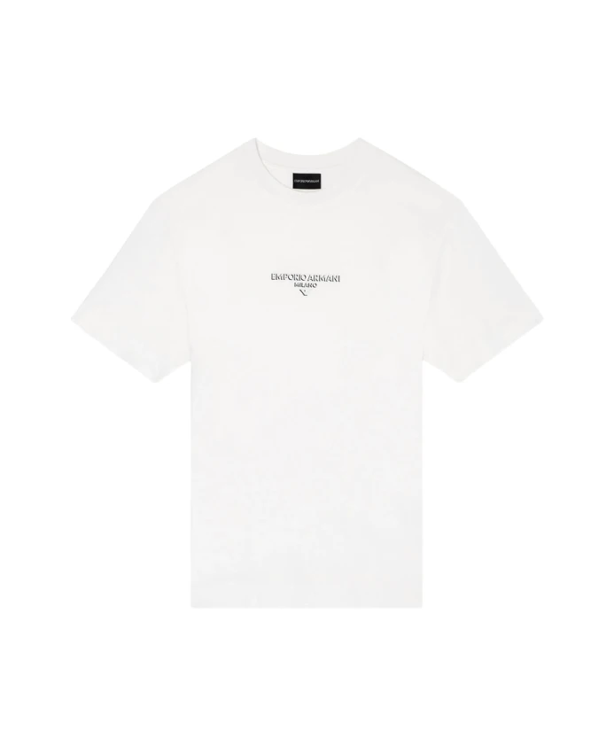 Футболка с круглым вырезом и вышитым логотипом Off-White Emporio Armani, белый
Футболка с круглым вырезом и вышитым логотипом Off-White Emporio Armani, белый