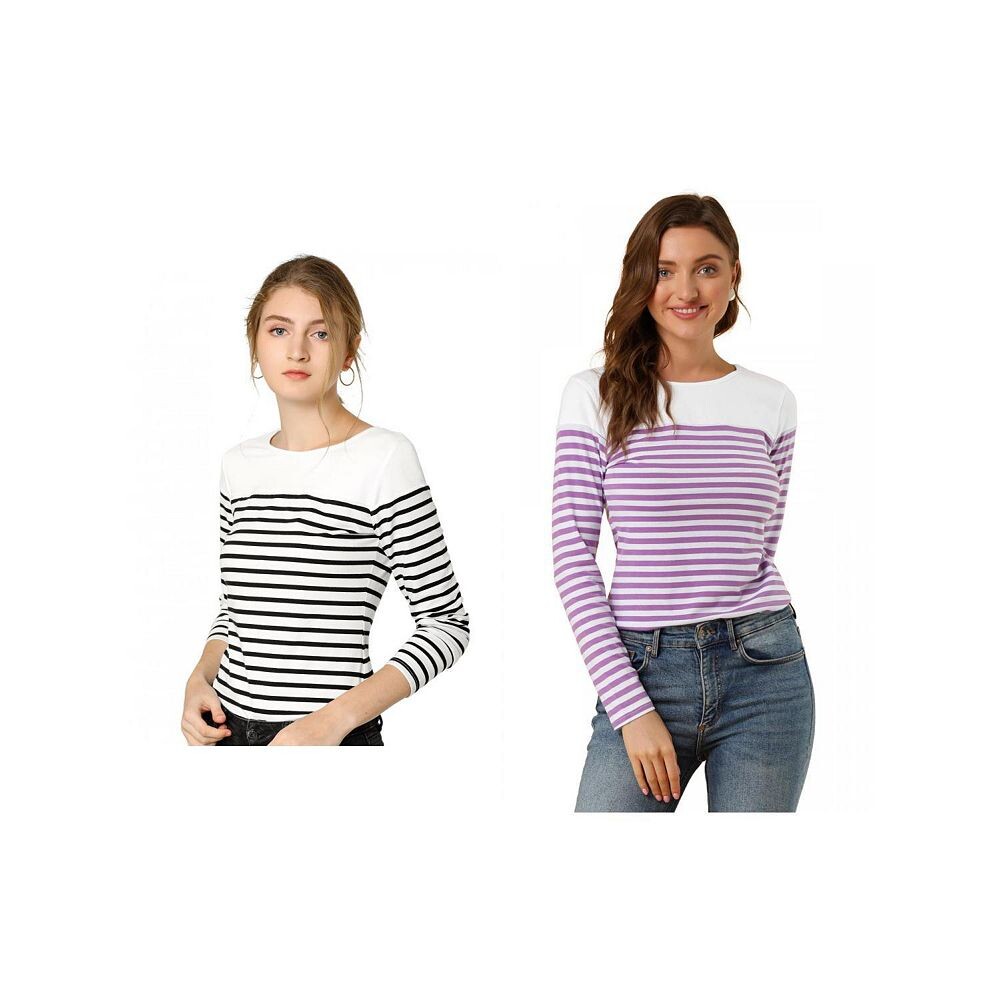 Набор из 2 женских повседневных футболок в полоску с длинными рукавами и цветными блоками ALLEGRA K, цвет Black White Purple
Набор из 2 женских повседневных футболок в полоску с длинными рукавами и цветными блоками ALLEGRA K, цвет Black White Purple