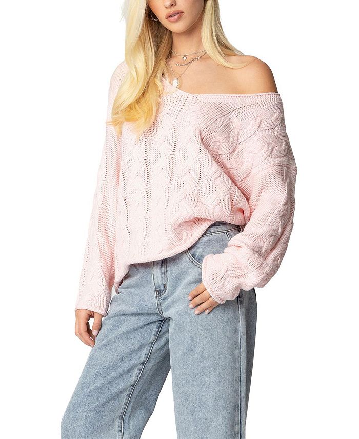 Ингер Объемный Свитер с Косой Вязкой Edikted, розовый
Ингер Объемный Свитер с Косой Вязкой Edikted, розовый