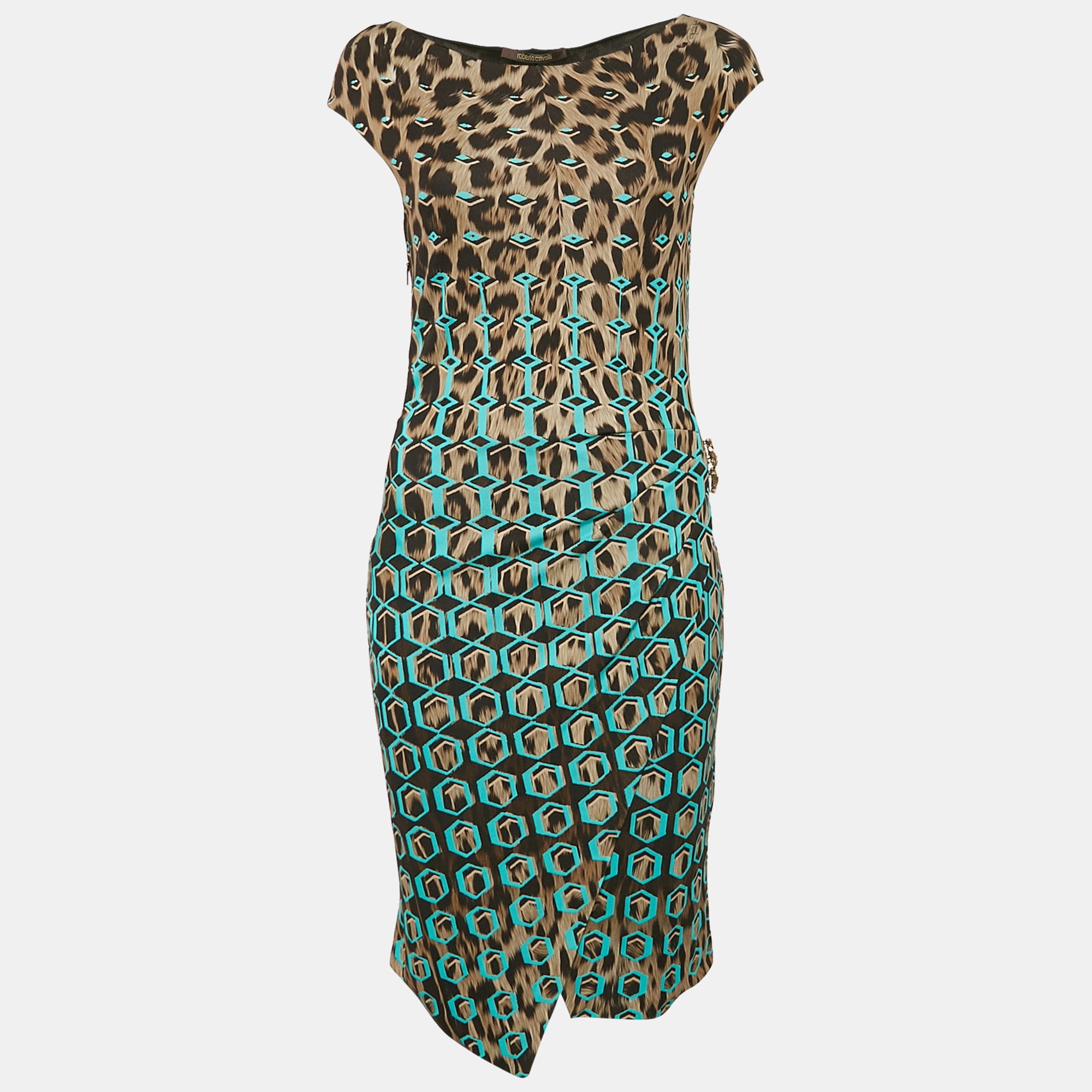 Короткое платье из коричневого трикотажа с принтом от Roberto Cavalli
Короткое платье из коричневого трикотажа с принтом от Roberto Cavalli