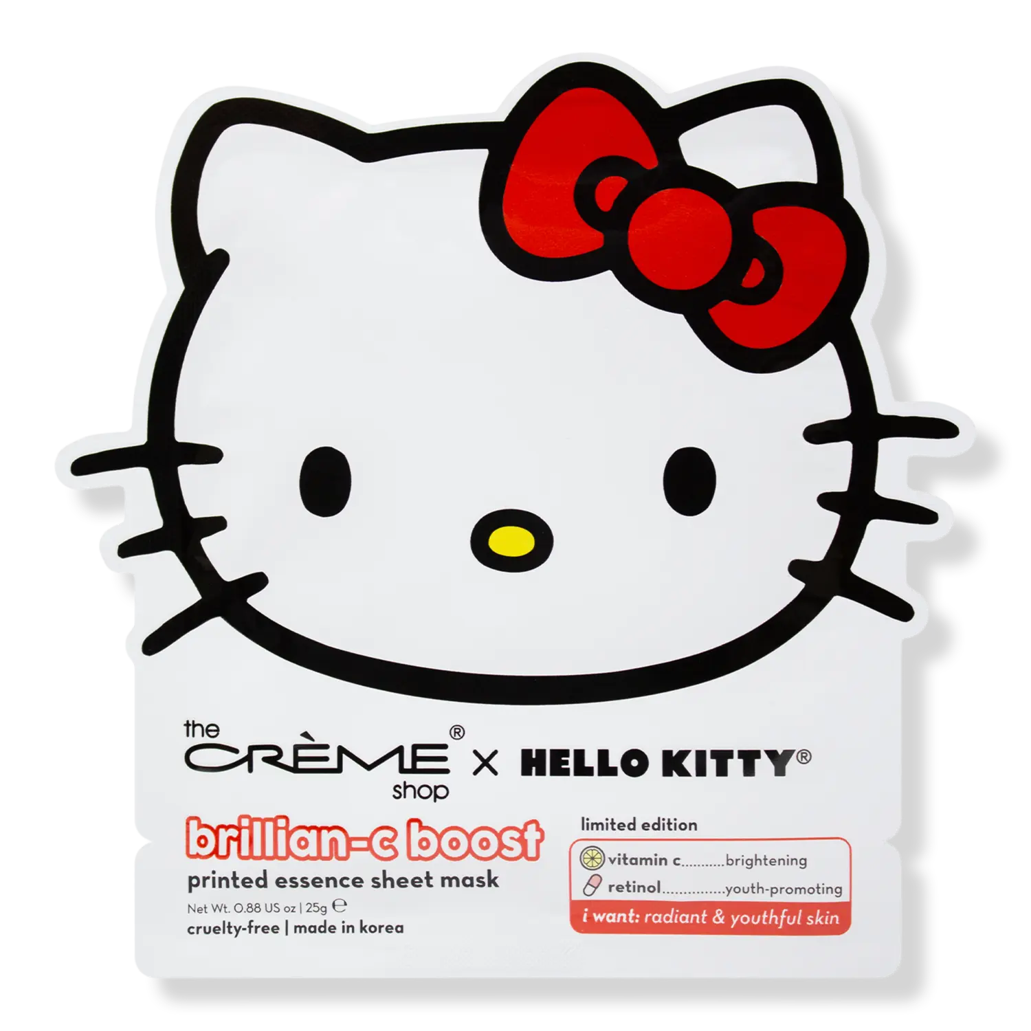 Маска для лица Hello Kitty Brillian-C Boost Printed Essence Sheet Mask The Crème Shop
Маска для лица Hello Kitty Brillian-C Boost Printed Essence Sheet Mask The Crème Shop
