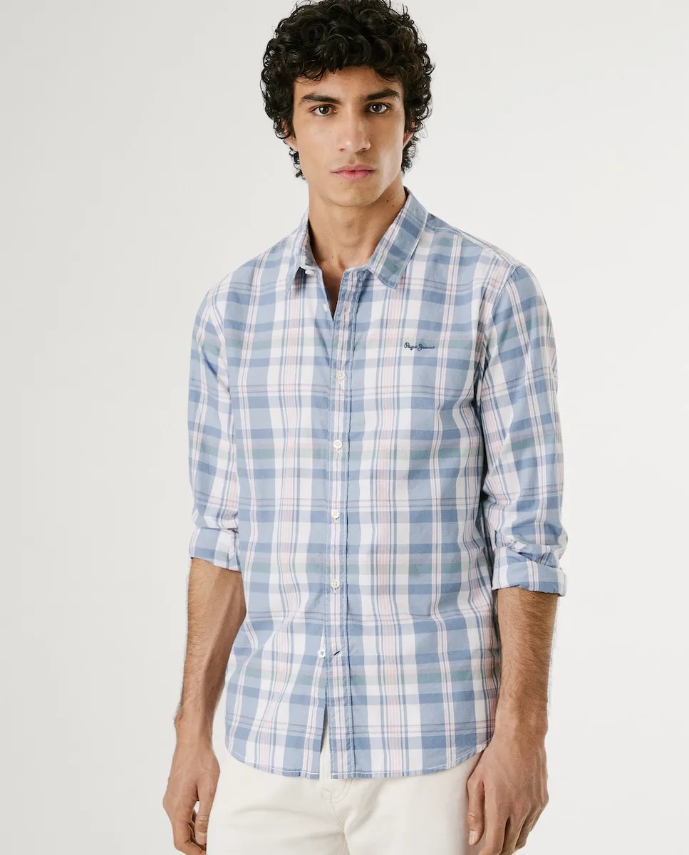 Мужская рубашка из поплина классического кроя с клетчатым принтом Pepe Jeans, синий
Мужская рубашка из поплина классического кроя с клетчатым принтом Pepe Jeans, синий