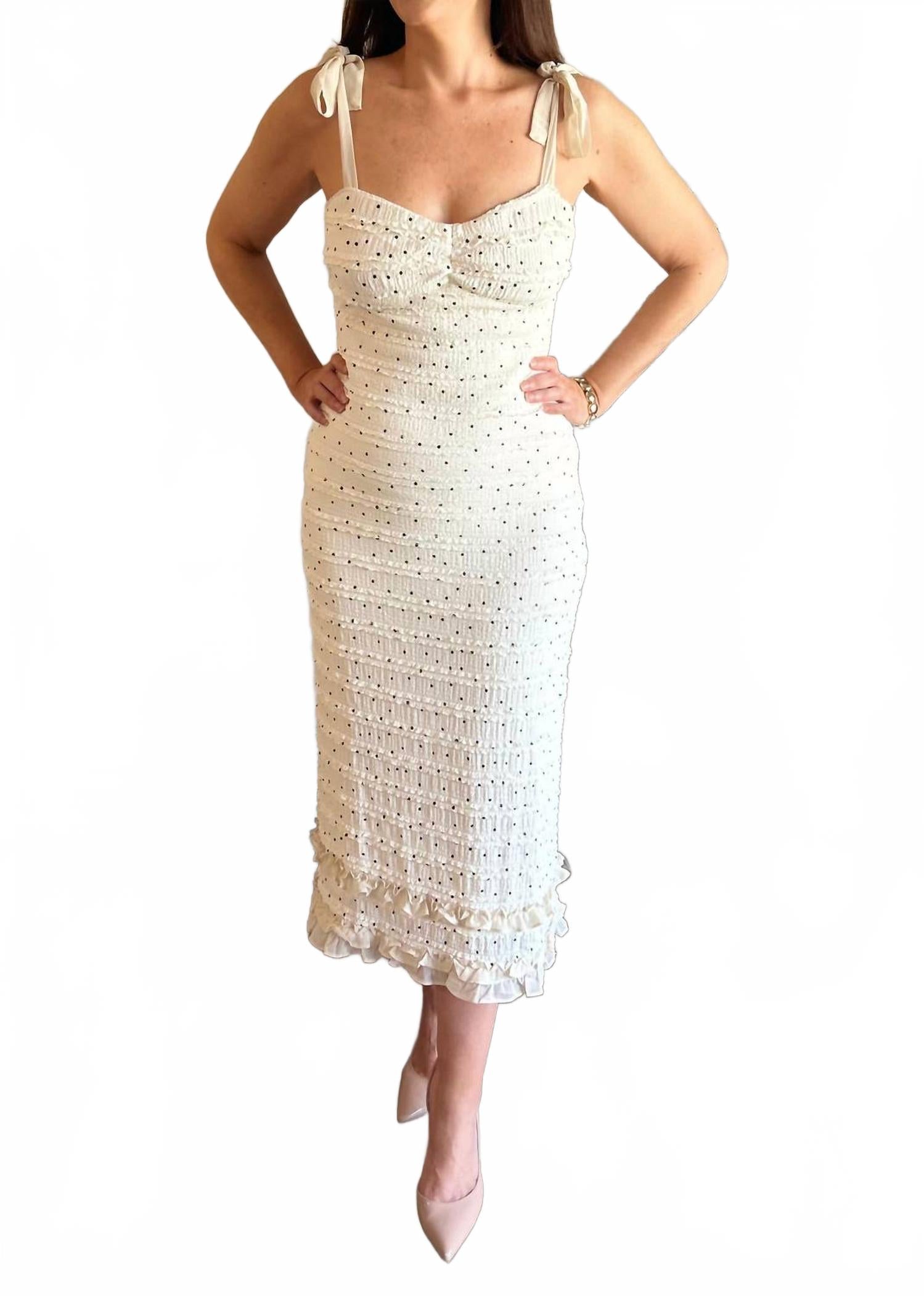 Айвори макси-платье с горошком и кружевными завязками Loucia, слоновая кость
Айвори макси-платье с горошком и кружевными завязками Loucia, слоновая кость