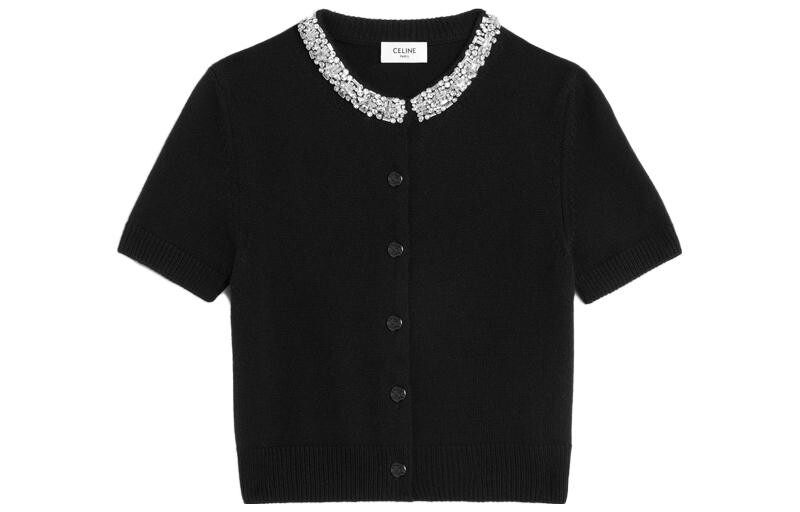 Свитер женский Celine с блестящим воротником, черный
Свитер женский Celine с блестящим воротником, черный