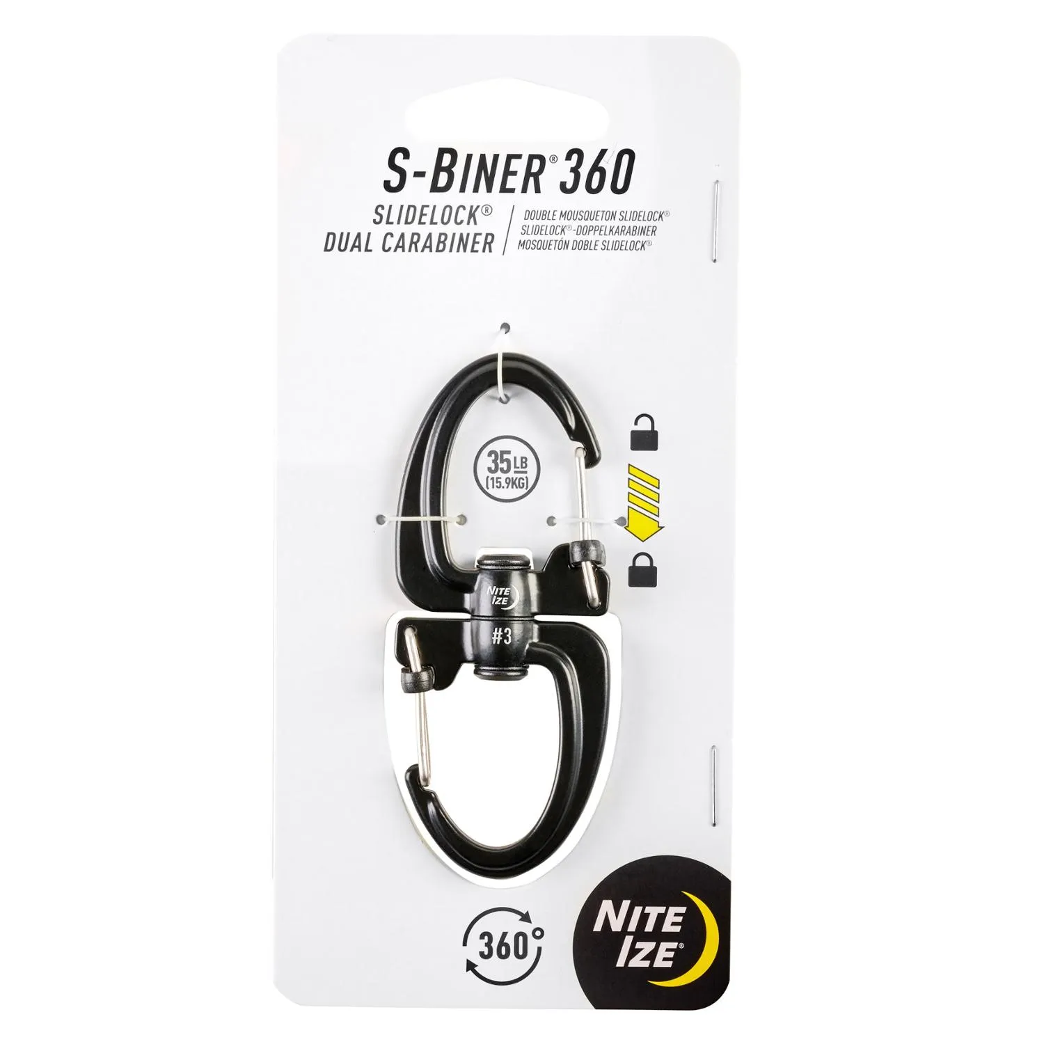S-Biner 360 SlideLock двойной карабин #3 Nite Ize, Black
S-Biner 360 SlideLock двойной карабин #3 Nite Ize, Black