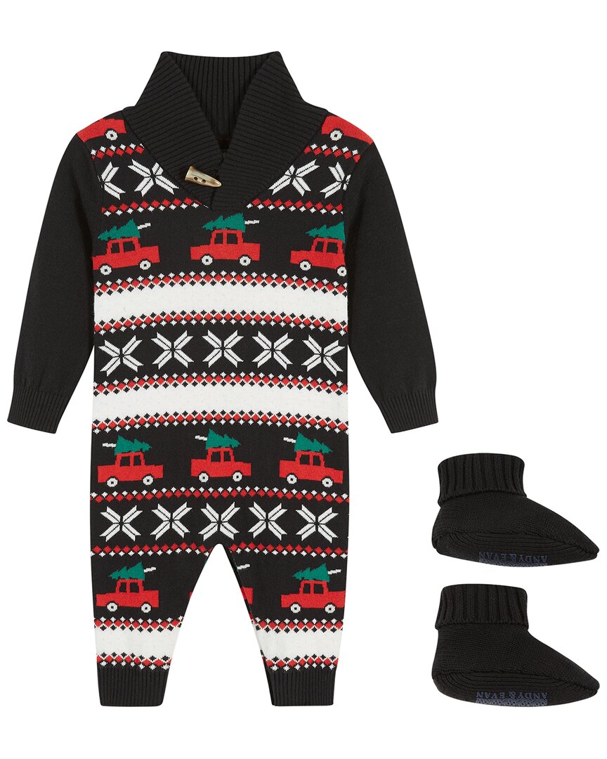 Жаккардовый свитер Andy & Evan Holiday Romper, черный 
Жаккардовый свитер Andy & Evan Holiday Romper, черный