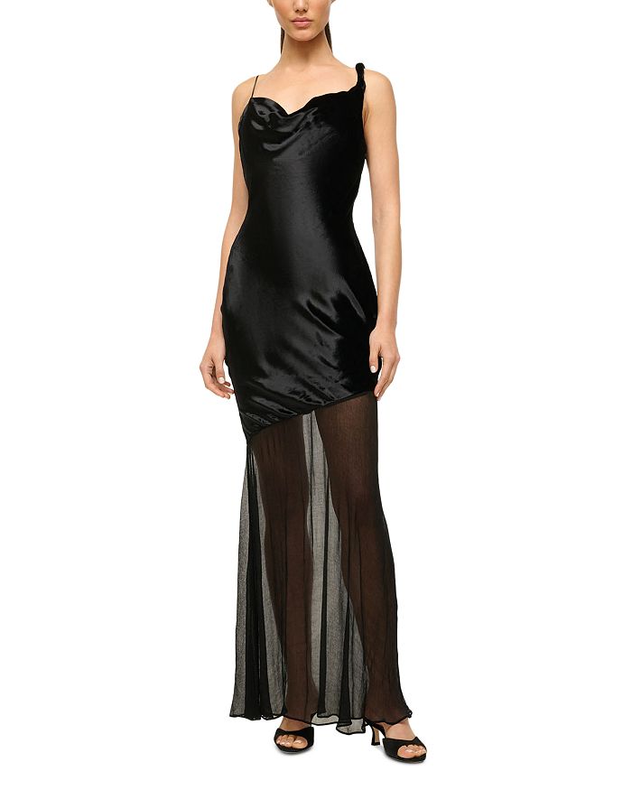 Платье Beaton Velvet в смешанной технике STAUD, черный 
Платье Beaton Velvet в смешанной технике STAUD, черный