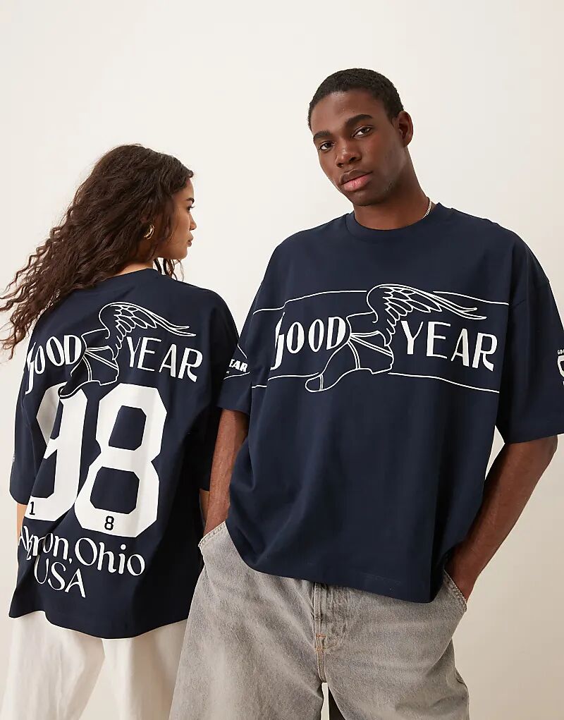 Футболка Goodyear унисекс свободного кроя ASOS DESIGN темно-синего цвета
Футболка Goodyear унисекс свободного кроя ASOS DESIGN темно-синего цвета