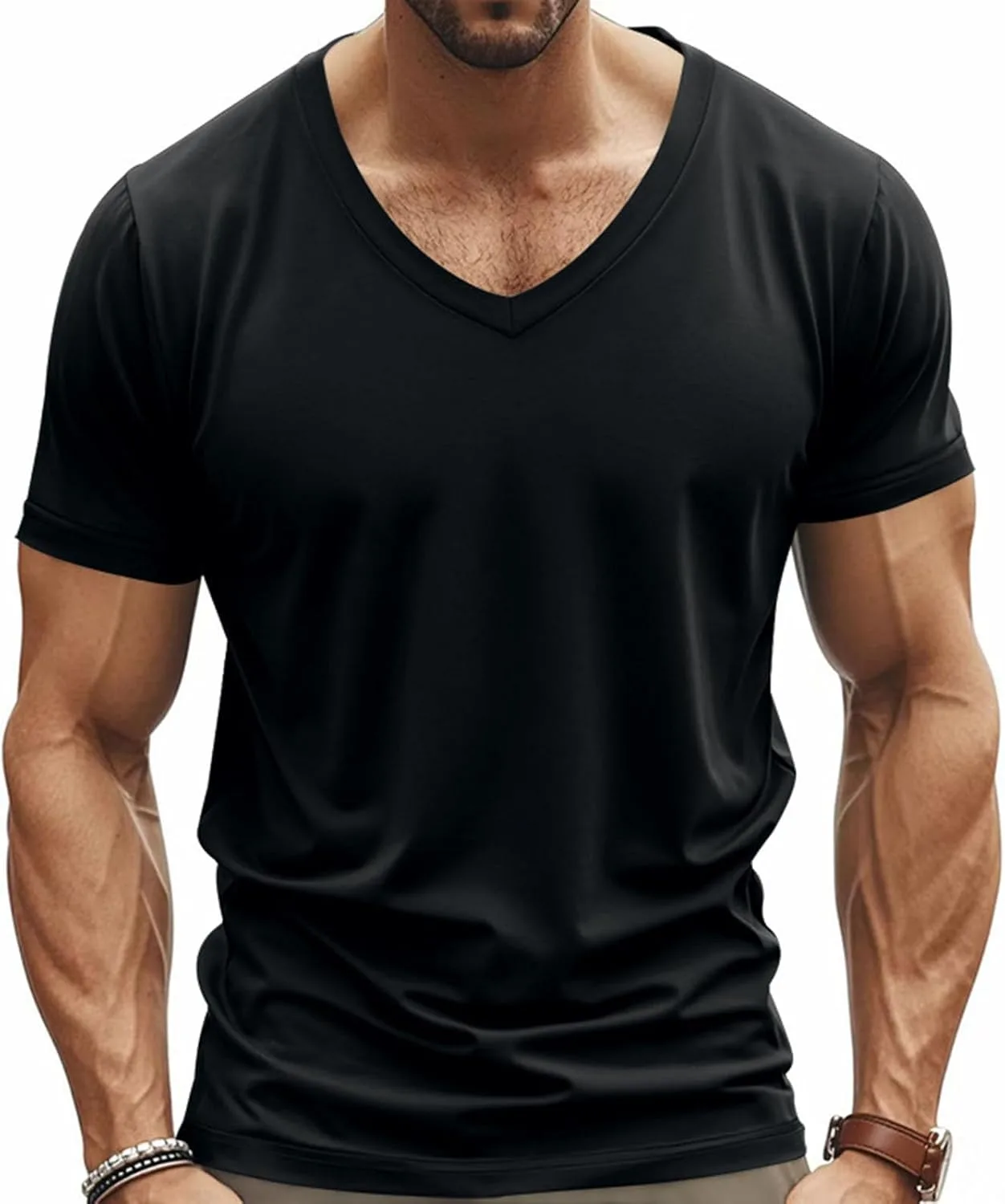 Мужская футболка V-образного выреза с коротким рукавом
Мужская футболка V-образного выреза с коротким рукавом