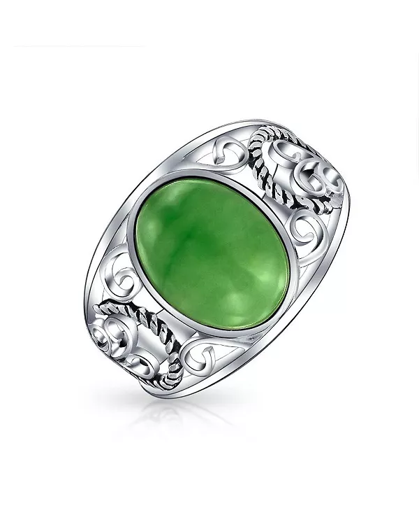 Кольцо с филигранной овальной формой в виде свитка из натурального зеленого нефрита, серебро 925 пробы Bling Jewelry, green
Кольцо с филигранной овальной формой в виде свитка из натурального зеленого нефрита, серебро 925 пробы Bling Jewelry, green