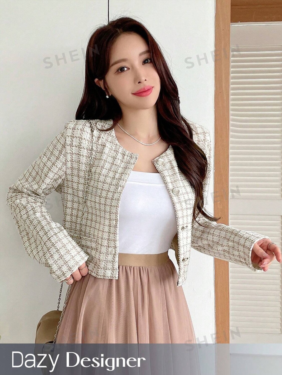 Dazy Designer Женская куртка в клетку с круглым вырезом Короткая длина с длинными рукавами Высококачественная Dazy, абрикосовый
Dazy Designer Женская куртка в клетку с круглым вырезом Короткая длина с длинными рукавами Высококачественная Dazy, абрикосовый