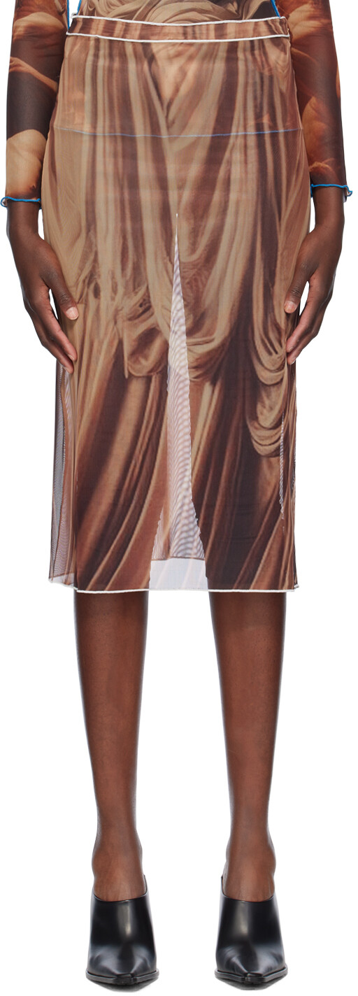 Коричневая драпированная юбка-миди с принтом Rokh
Коричневая драпированная юбка-миди с принтом Rokh