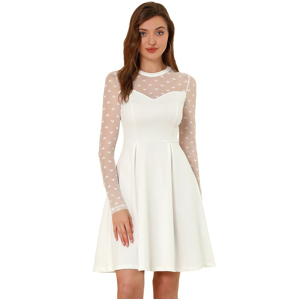 Женское прозрачное сетчатое короткое платье трапециевидной формы для выпускного в горошек с сердечками ALLEGRA K, белый
Женское прозрачное сетчатое короткое платье трапециевидной формы для выпускного в горошек с сердечками ALLEGRA K, белый