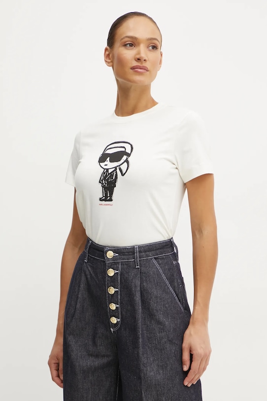 Хлопковая футболка Karl Lagerfeld, бежевый
Хлопковая футболка Karl Lagerfeld, бежевый