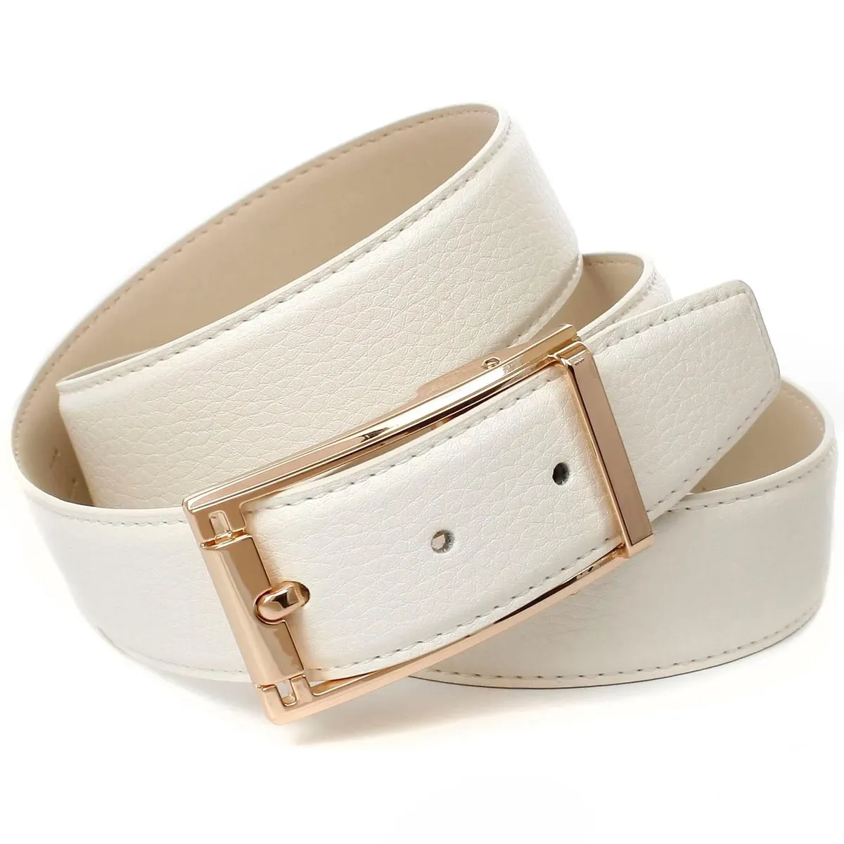 Кожаный ремень Anthoni Crown классического дизайна, простая и элегантная пряжка, белый 
Кожаный ремень Anthoni Crown классического дизайна, простая и элегантная пряжка, белый