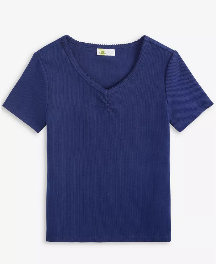 Топ с V-образным вырезом и сборками Big Girl Epic Threads, синий
Топ с V-образным вырезом и сборками Big Girl Epic Threads, синий