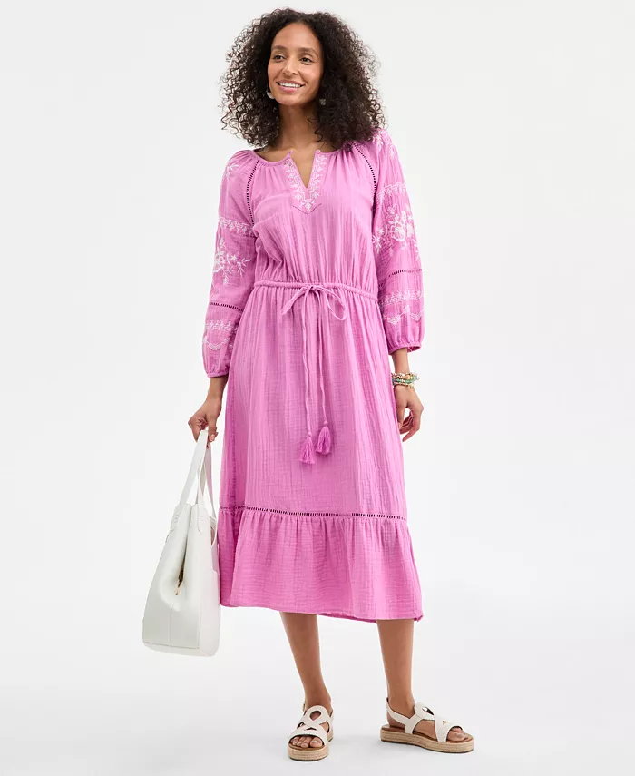 Женское хлопковое платье миди с вышивкой из марли Style & Co, розовый
Женское хлопковое платье миди с вышивкой из марли Style & Co, розовый