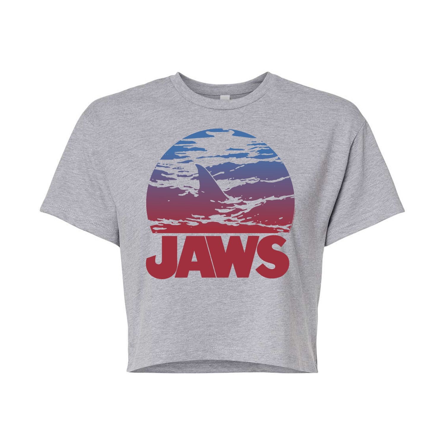Укороченная футболка Juniors' Jaws с омбре и плавниками Licensed Character, серый