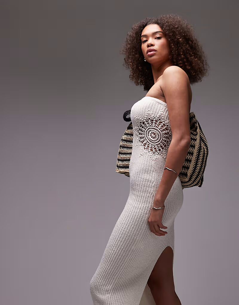 Платье-бандо миди Emory Park с вставками из вязаного крючком кремового цвета
Платье-бандо миди Emory Park с вставками из вязаного крючком кремового цвета