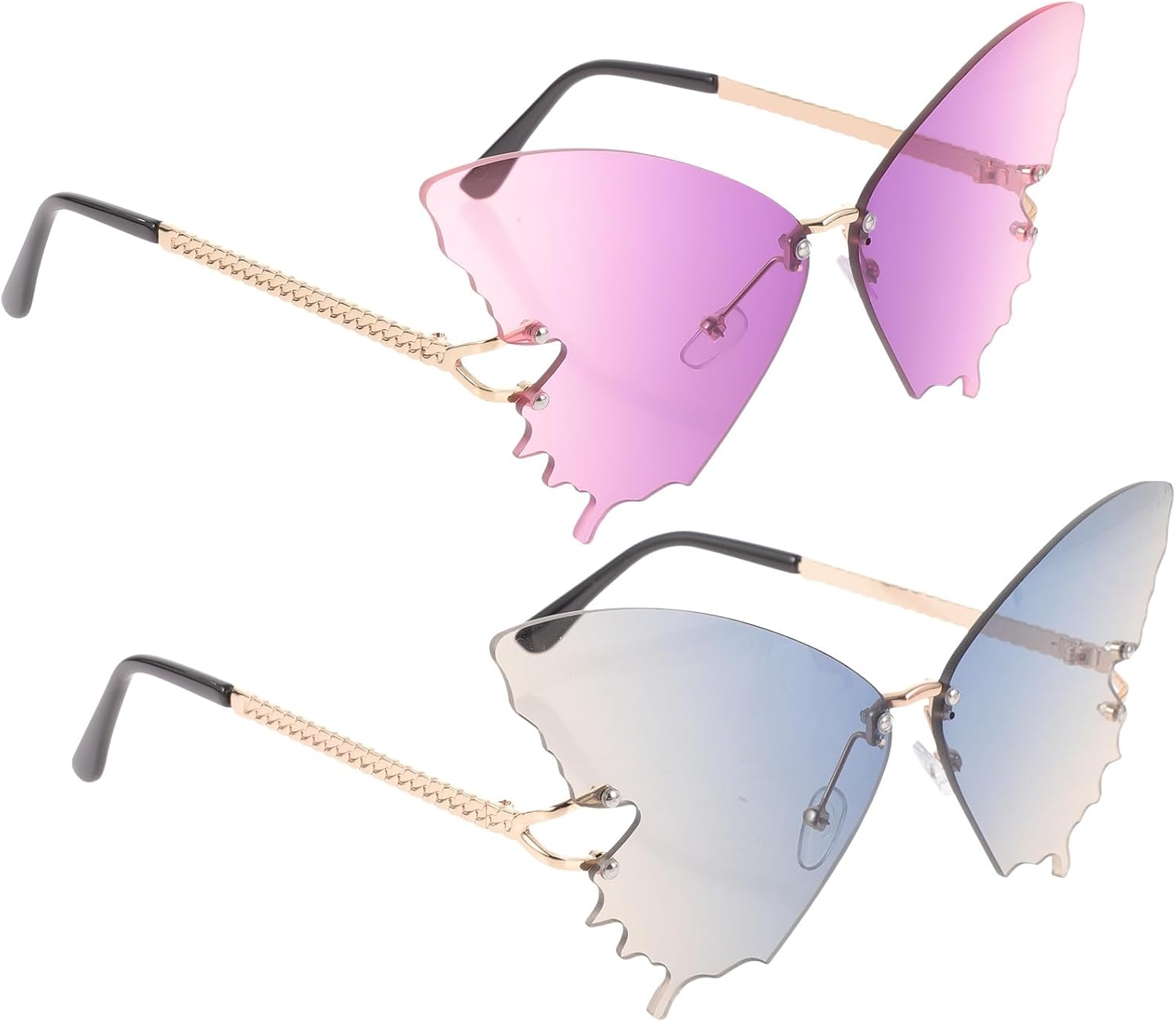 BESPORTBLE 2 шт. Солнцезащитные очки без оправы в форме бабочки для женщин, стильные, легкие, с градиентными линзами, праздничные очки, летние пляжные очки с защитой от УФ-излучения, Assorted Color
BESPORTBLE 2 шт. Солнцезащитные очки без оправы в форме бабочки для женщин, стильные, легкие, с градиентными линзами, праздничные очки, летние пляжные очки с защитой от УФ-излучения, Assorted Color