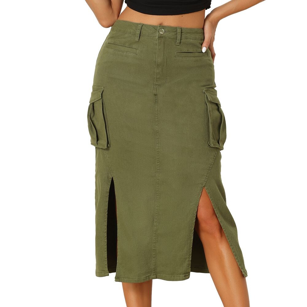 Джинсовая юбка-карго для женщин Y2k Джинсовые юбки миди с разрезом по краю и карманом ALLEGRA K, цвет Army Green
Джинсовая юбка-карго для женщин Y2k Джинсовые юбки миди с разрезом по краю и карманом ALLEGRA K, цвет Army Green